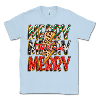 Dusty Blue merry christmas lightning bolt Classic Tee - Zillion Design Studio