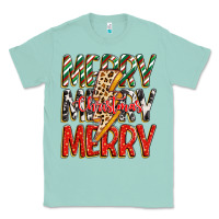 Seafoam merry christmas lightning bolt Classic Tee - Zillion Design Studio