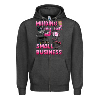 Charcoal Heather minding my own small business Zipper Hoodie - texasbilliewilder