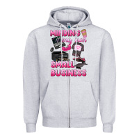 Heather Grey minding my own small business Zipper Hoodie - texasbilliewilder