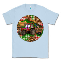 Dusty Blue Christmas Farm Red Tractor Classic Tee - RanaPortraitStore