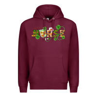 Burgundy st patricks day nurse Premium Hoodie - BarkalooDesign