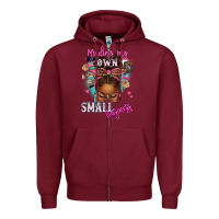 Burgundy minding my own small business afro messy bun Zipper Hoodie - texasbilliewilder