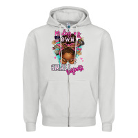 Dove Grey minding my own small business afro messy bun Zipper Hoodie - texasbilliewilder