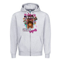 Heather Grey minding my own small business afro messy bun Zipper Hoodie - texasbilliewilder