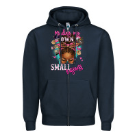 Navy minding my own small business afro messy bun Zipper Hoodie - texasbilliewilder