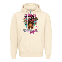 Sandshell minding my own small business afro messy bun Zipper Hoodie - texasbilliewilder