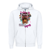White minding my own small business afro messy bun Zipper Hoodie - texasbilliewilder