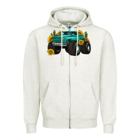 Monster Truck With Sunflower Western Zipper Hoodie | Teevron