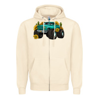 Sandshell monster truck with sunflower western Zipper Hoodie - texasbilliewilder