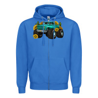 True Royal monster truck with sunflower western Zipper Hoodie - texasbilliewilder