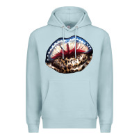 Blue Mist American lips leopard Premium Hoodie - NancyCooperArtShop