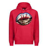 Cardinal American lips leopard Premium Hoodie - NancyCooperArtShop