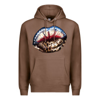Chestnut American lips leopard Premium Hoodie - NancyCooperArtShop