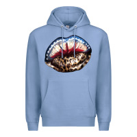 Colony Blue American lips leopard Premium Hoodie - NancyCooperArtShop