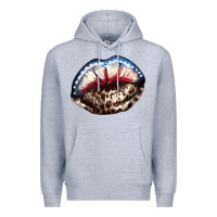 Heather Grey American lips leopard Premium Hoodie - NancyCooperArtShop