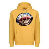 Mustard American lips leopard Premium Hoodie - NancyCooperArtShop