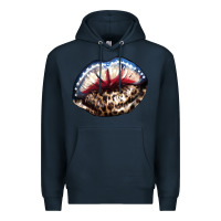 Navy American lips leopard Premium Hoodie - NancyCooperArtShop