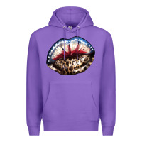 Purple American lips leopard Premium Hoodie - NancyCooperArtShop