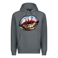 Rock American lips leopard Premium Hoodie - NancyCooperArtShop