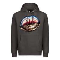 Smoke American lips leopard Premium Hoodie - NancyCooperArtShop