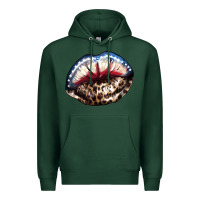 Sports Green American lips leopard Premium Hoodie - NancyCooperArtShop