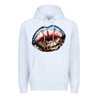 White American lips leopard Premium Hoodie - NancyCooperArtShop
