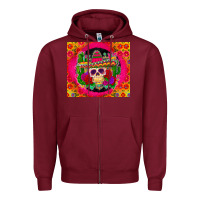 Burgundy mexican skull Zipper Hoodie - Zillion Design Studio