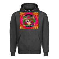 Charcoal Heather mexican skull Zipper Hoodie - Zillion Design Studio