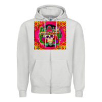 Dove Grey mexican skull Zipper Hoodie - Zillion Design Studio