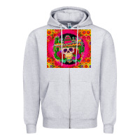 Heather Grey mexican skull Zipper Hoodie - Zillion Design Studio