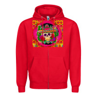 Red mexican skull Zipper Hoodie - Zillion Design Studio