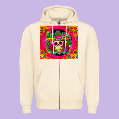 Mexican Skull Zipper Hoodie Designed By Zillion Design Studio
