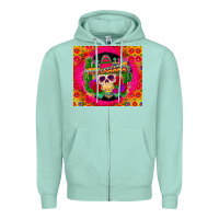 Seafoam mexican skull Zipper Hoodie - Zillion Design Studio