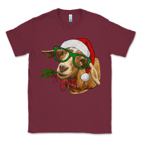 Burgundy Christmas Glasses Goat Classic Tee - RanaPortraitStore