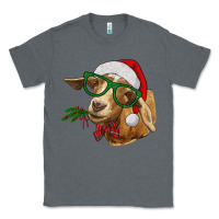Charcoal Heather Christmas Glasses Goat Classic Tee - RanaPortraitStore