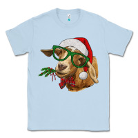 Dusty Blue Christmas Glasses Goat Classic Tee - RanaPortraitStore