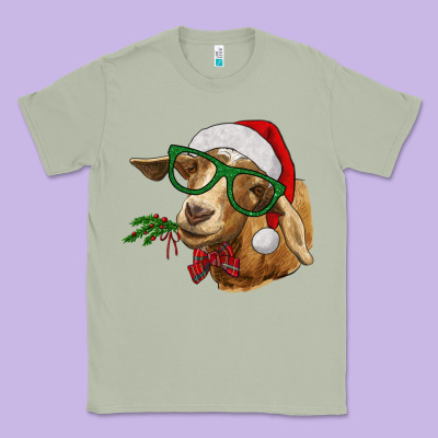 Christmas Glasses Goat Classic Tee Designed By Ranaportraitstore