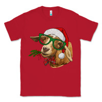 Red Christmas Glasses Goat Classic Tee - RanaPortraitStore