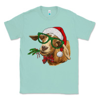 Seafoam Christmas Glasses Goat Classic Tee - RanaPortraitStore
