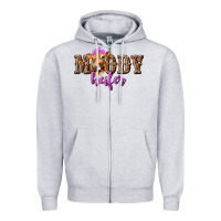Heather Grey moody heifer with leopard tbw Zipper Hoodie - texasbilliewilder
