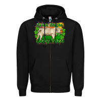 Black Thick Thighs Lucky Vibes Charolais Bull Zipper Hoodie - RanaPortraitStore
