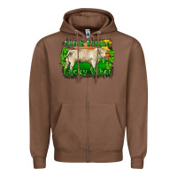 Chestnut Thick Thighs Lucky Vibes Charolais Bull Zipper Hoodie - RanaPortraitStore