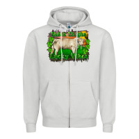 Dove Grey Thick Thighs Lucky Vibes Charolais Bull Zipper Hoodie - RanaPortraitStore