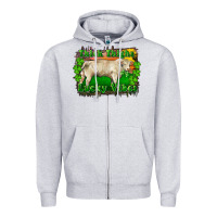 Heather Grey Thick Thighs Lucky Vibes Charolais Bull Zipper Hoodie - RanaPortraitStore