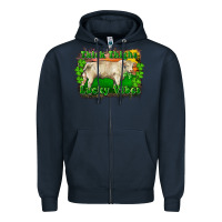 Navy Thick Thighs Lucky Vibes Charolais Bull Zipper Hoodie - RanaPortraitStore