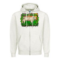 Thick Thighs Lucky Vibes Charolais Bull Zipper Hoodie | Teevron