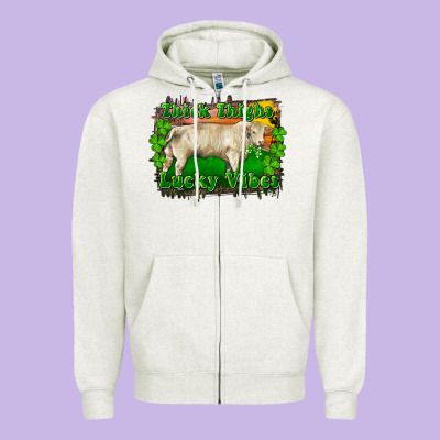 Zipper Hoodie Thick Thighs Lucky Vibes Charolais Bull