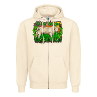 Sandshell Thick Thighs Lucky Vibes Charolais Bull Zipper Hoodie - RanaPortraitStore