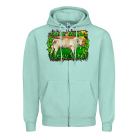 Seafoam Thick Thighs Lucky Vibes Charolais Bull Zipper Hoodie - RanaPortraitStore